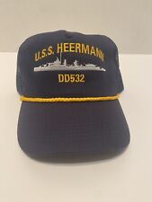 U.S.S. Heermann DD532 SnapBack Adjustable Hat Navy/Yellow With Braid picture