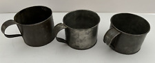 Lot of 3 Antique/Vintage 1900's Tin Mess Cups w/Handles picture