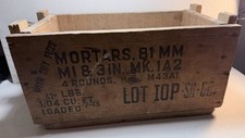 WWII Era 1945 Wooden 81mm Mortar Ammunition Crate Box M43A1 Military No Lid