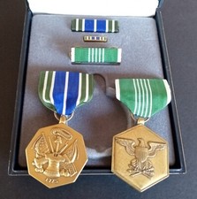 Vintage Set Of 2 Military Achievement Merit Medals 1775