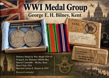 WW2 RAF Air Ministry Medal Pair Defence War Medal Named Box G E H Bilney Kent