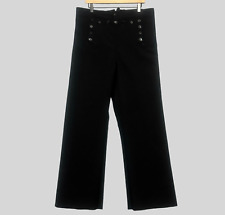 Vintage US Navy Uniform Pants 37L Black Sailor Button Wide Leg Wool Cracker Jack picture