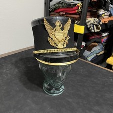 Vintage Shako Hat Great Seal Eagle US Army Starburst Infantry Dress Black Gold