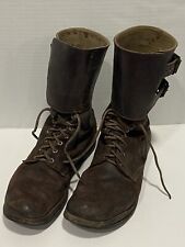 US ARMY INFANTRY DOUBLE BUCKLE SIZE 10 SERVICE COMBAT LEATHER BOOTS WW 2 RARE picture