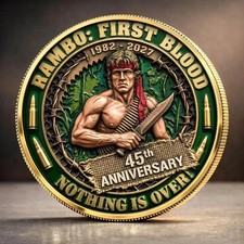 Rambo First Blood 45th Anniversary 2 side Gold Military Movie Challenge Coin Art