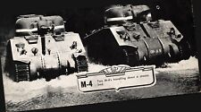 Rare Two M-4 TANKS Lithograph WWII Era Army USA Vintage 5x8 picture