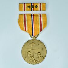 Vintage WW2 Asiatic Pacific Campaign Medal Pin & Ribbon Bar w/ 3 Campaign Stars picture