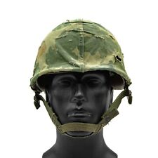 Vietnam War Era U.S. M1 Helmet with Ground Troop Liner & Camo Cover picture