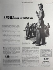 1943 Southern Pacific Railroad Friendly WWII Angels Women Tuttle VTG Print Ad