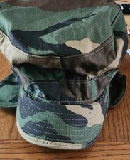 Vintage Woodland Camouflage Military Utility Patrol Cap Large 80/20 Nylon Cotton