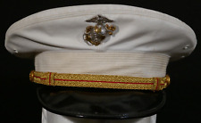 Vietnam War USMC Marine Corps Officers Dress White Visor Hat Cap Cover Lt BEARCE picture