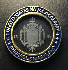 Naval Academy USNA Trident Crystal & Brass Challenge Coin Annapolis Midshipman picture