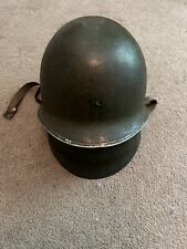 Original US WWII WW2 M1 Helmet Front Seam Fixed bale W/ Liner and Chin Straps picture