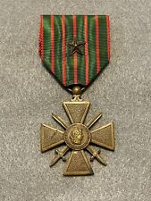 WW1 French Cross of War Croix de Guerre 1914-1918 Medal w/ Bronze Star & Hangar picture