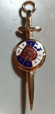 Merit? Award? Gold Tone & Enamel Sword Brooch/Pin with Gold Symbols  picture
