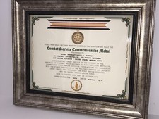 COMBAT SERVICE COMMEMORATIVE MEDAL CERTIFICATE ~ Type 1
