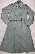 VINTAGE Army Raincoat Mens Size 36 Vietnam 1968 Green Quarpel Belted Long Trench picture