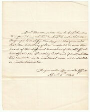 General Nathaniel Towson 1844 Handwritten Letter to Capt Saunders War Dept picture