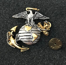 US Marine Corps USMC EGA 2-Tone Sweetheart Clutch Back Hat Lapel Pin picture