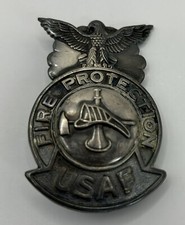 USAF Fire Protection Badge US Air Force Firefighter Fire Dept Pin, Vintage