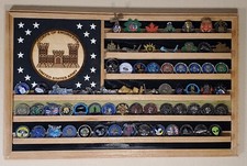 US ARMY CORPS OF ENGINEERS CHALLENGE COIN DISPLAY FLAG SOLID HARDWOOD FLG-7