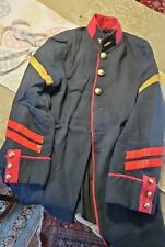 ANTIQUE WAR UNIFORM COAT JACKET ◇ BLACK WITH RED AND GOLD ◇ LINED/ GOLD BUTTONS  picture
