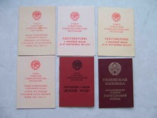 USSR 1970-80 Six different Documents for soviet awards for one person, woman