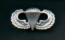 Airborne or Parachutist Badge with silver colored oxide finish  USA Made