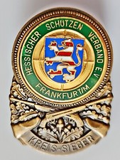 VINTAGE AUTHENTIC GERMANY FRANKFURT HESSIAN RIFLE CLUB DISTRICT CHAMPION BADGE