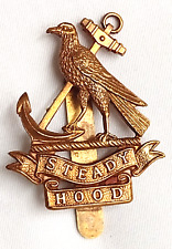 WW1 Hood Battalion Royal Naval Division Cap Badge Slider Brass Antique Original picture