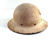 WW1 antique Cast Metal Civil Defense White Soldier Helmet STAMPED picture