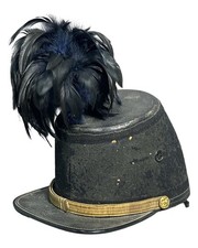 19thC Antique INDIAN WARS Black Plume US OFFICER Elite Militia DRESS SHAKO HAT
