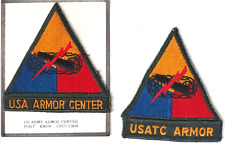 2-DIFFERENT ARMOR CENTER TRIANGLE PATCHES  WORN 1957 - 1968  W / CE AG BORDER picture
