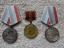 Authentic Vintage USSR Soviet Award Medals Lot (3 Pcs) Civilian Labor Badges