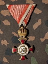 Austro-Hungarian Empire Merit Cross With Crown 1849 Ring Marked No Enamel Damage