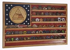 US Army 1st Armored Division Challenge Coin Display Flag 70-100 Coins Trad picture