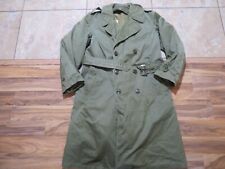 VTG 1953 Military Long Overcoat Trench Coat W/ Liner Green Sz Reg Medium Jacket picture