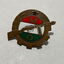 Vintage Cold War Hungary Hungarian Workers Militia Badge Screw Back Soviet Era