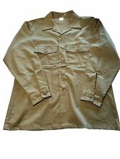 Men’s Vintage Green Army Military Shirt in Size 17.5 x 34 picture