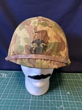 WW2 McCord Fixed Bail Helmet With USMC Korean War Frogskin Cover  picture