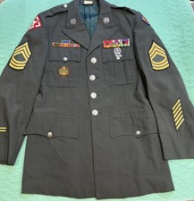 Vietnam Era Army Class A Dress Suit Coat Master Sergeant Patches Pins Badges.