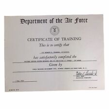 United States Air Force 1965 Department Certificate of Training Weapons Control picture