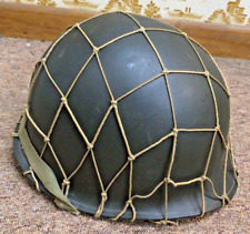 Awesome WW2 U.S. M1 Combat Helmet & Liner ~ Fixed Bail ~Chinstrap ~ Net (295) picture