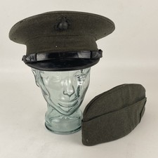 WWII Era "The Columbia" Visor Service Cap & Matching Wool Garrison Cap 7 1/8