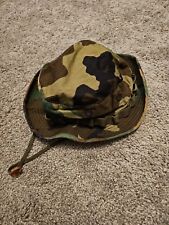 U.S MILITARY STYLE HOT WEATHER BOONIE HAT WOODLAND CAMO RIP-STOP Size 7 1/2  picture