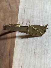Vintage Apache Air Force Military Tie Clip Gold Toned Helicopter Detailing picture