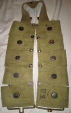Original Early WWII WW2 US Army M1 Garand Cartridge 10 Pouch Ammo Belt Canvas picture