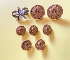WWII Waterbury Brass Jacket Buttons & General Star Pin D-22 Lot USA Military picture