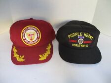 Pair Baseball Trucker Caps Hats, WWII Combat Purple Heart & American Ex-POW  picture