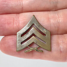 US Marines Sergeant Insignia Muted V Stripes Cross Rifles Vintage Military Pin picture